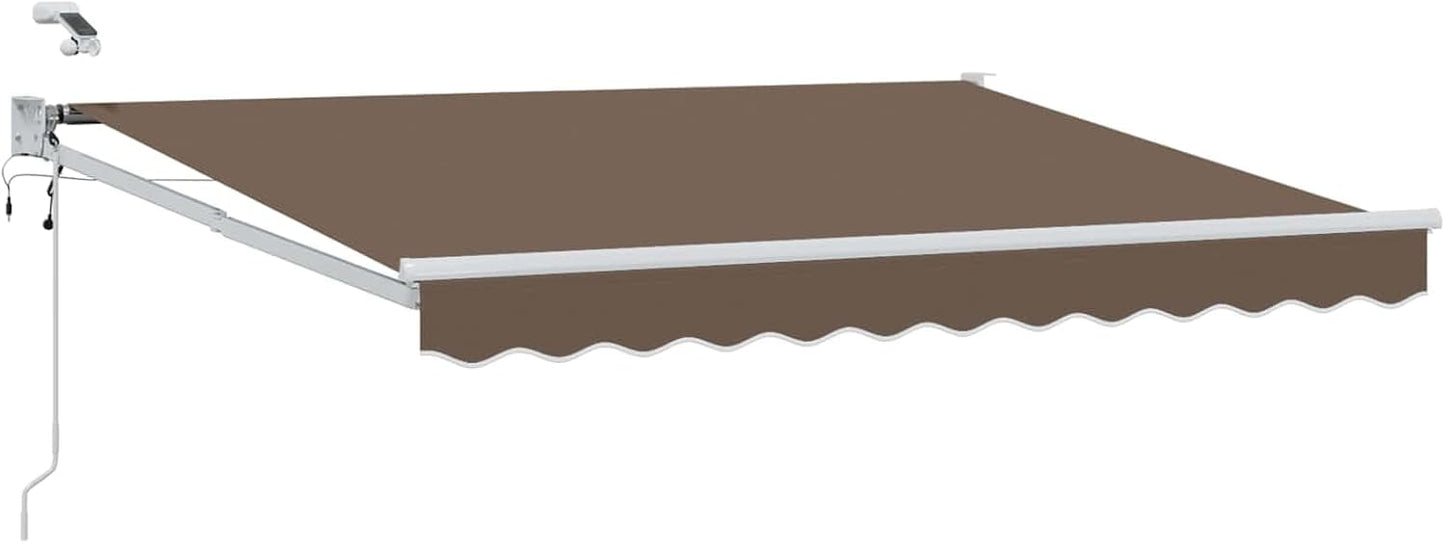 vidaXL Toldo retráctil eléctrico taupe 100% poliéster y aluminio, toldo eléctrico, moderno, automático, extensible, LED, protección de jardín, protección para exteriores, parasol funcional