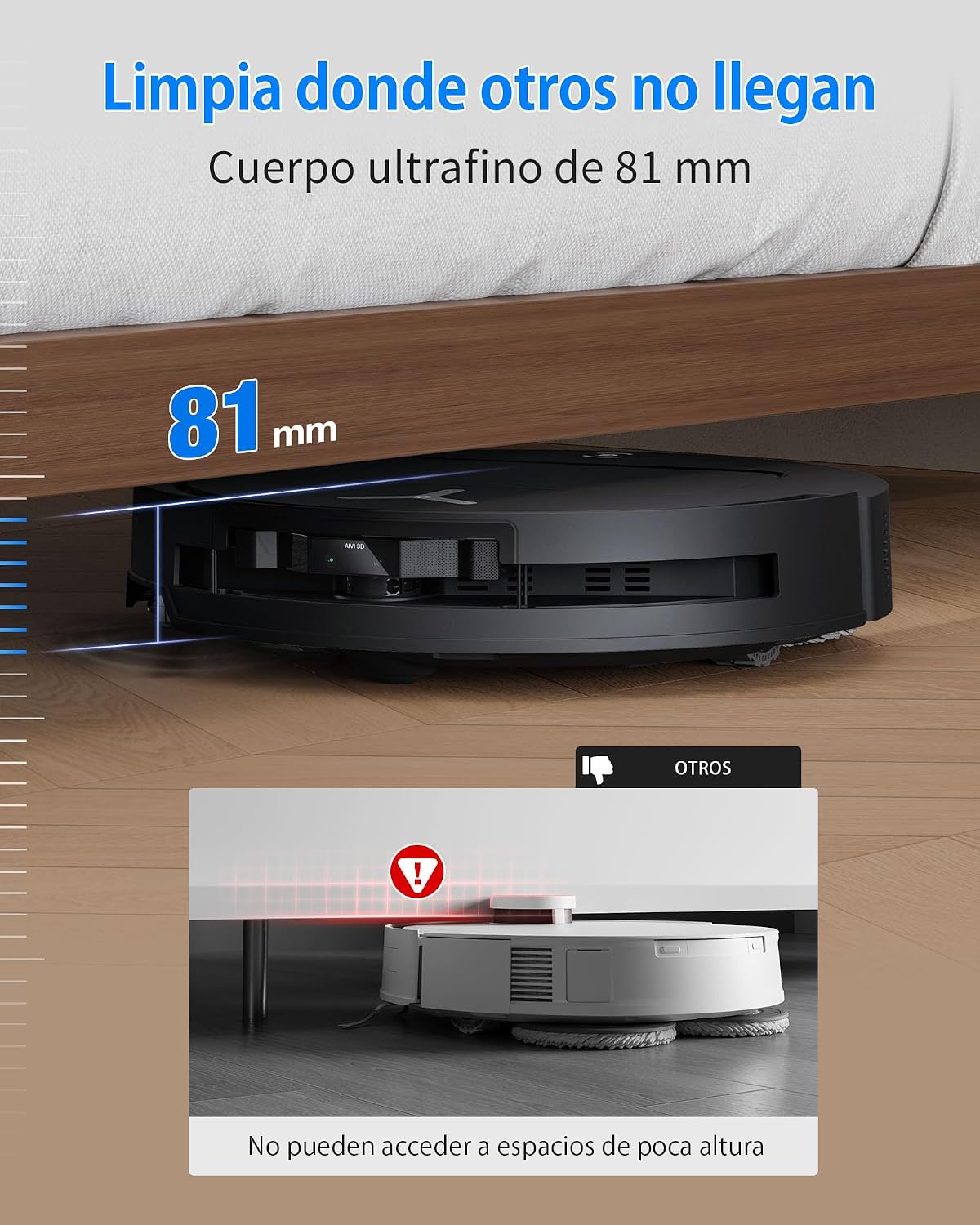ECOVACS DEEBOT T50 Omni Gen3 Robot Aspirador y fregado, 25 000Pa, Cepillo mopa Extensibles, ZeroTangle 3.0, AIVI 3D 2.0, estación Omni Todo uno, Lavado con Agua Caliente a 75°C, Ultrafino 81mm, Negro