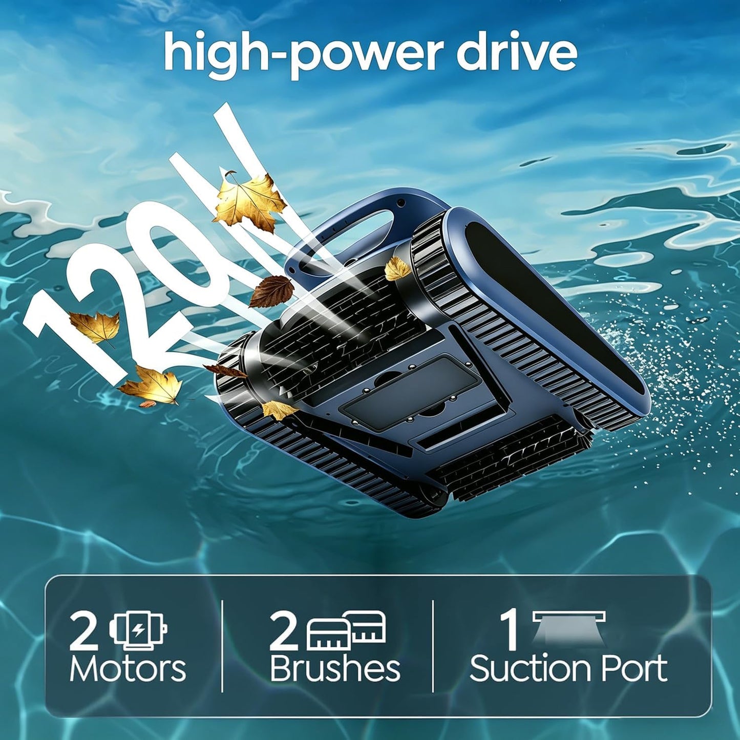 (Upgrade 2026) EVERCROSS BOT Robot Limpiafondos Piscina Batería, Limpiador Automático con Navegación IA, Flujo de 18.1 m³/h, Doble Filtro 3μm, Impermeable IPX8, Autonomía 180 Min