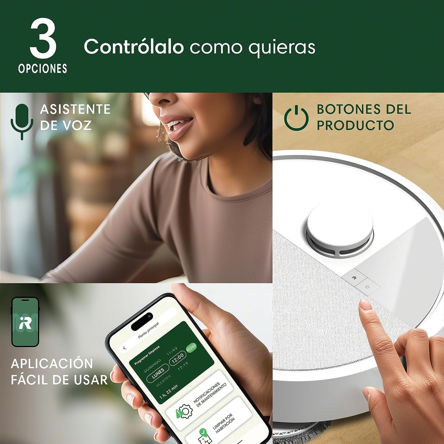iRobot Roomba Plus 405 Combo con Base AutoWash multifunción y autolimpiable, Lavado y Secado mopas DualClean elevables, Clearview LiDAR,75 días de autovaciado, Doble fregado con SmartScrub, App_B