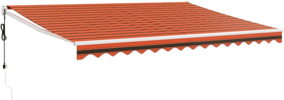 Brokky Toldo Motorizado 4.5X 3 m Toldo Articulado Eléctrico con Mando a Distancia para Terraza, Jardín-Naranja y marrón-4.5 x 3 m-Marco Blanca