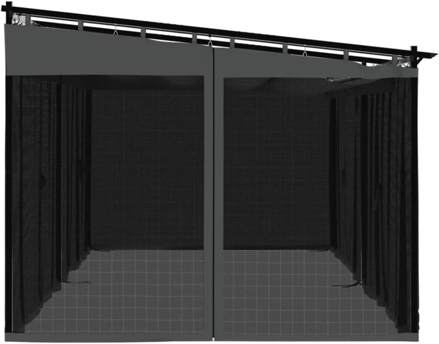 IKAYAA Pérgola de Jardín con Techo Retráctil y Paredes de Malla, Pérgola de Aluminio 6 x 3 m, Cenador de Jardín, Poliéster Resistente al Agua y a UV para Patio Terraza Exterior Antracita