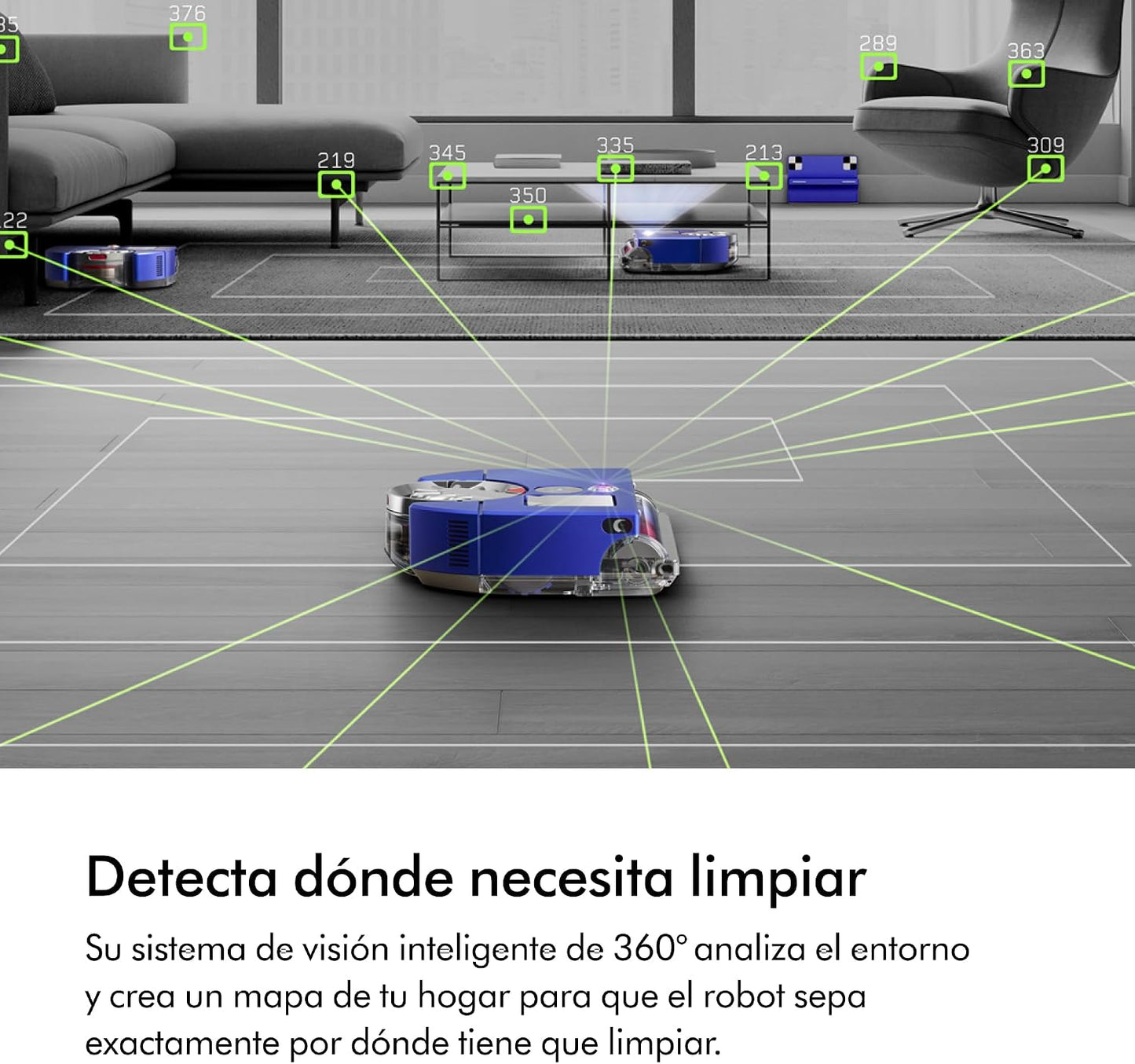 Dyson 360 Vis Nav™ Robot aspiradora – Cepillo de Ancho Completo, diseñado para Todo Tipo de Suelos (Azul/Níquel)