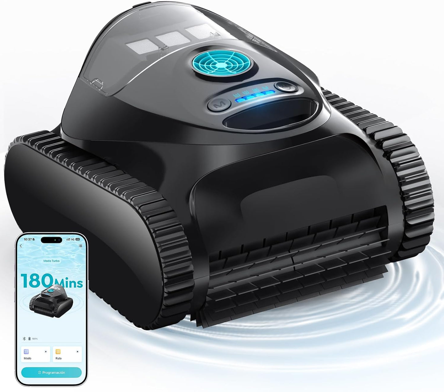 C1 Robot Piscina Limpiafondos y Paredes, Autonomía 180 min, Doble Filtración, 3 Motores, Control por App, Robot Limpiafondos Piscina Inalámbrico 150㎡, Azul Oscuro