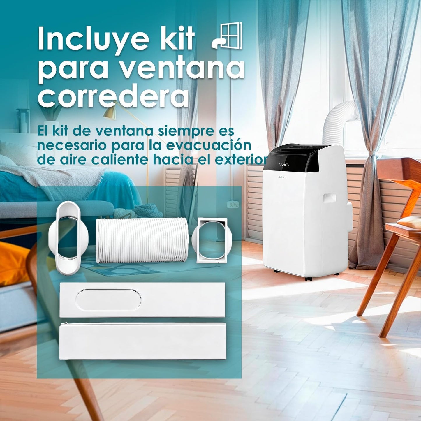 Daitsu - Aire Acondicionado Portátil Frío,Calor, Deshumidificador y Ventilador | 4 en 1 | Alisios Premium APD12FCX | Compacto y Silencioso | Mando a Distancia | Para Hogar u Oficina hasta 30 m²