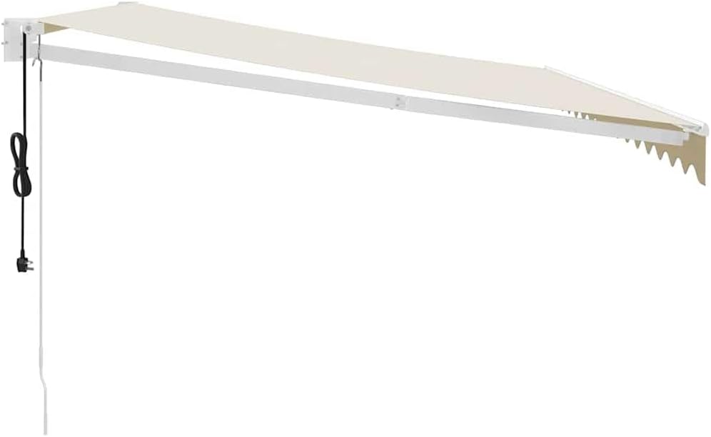 Brokky Toldo Motorizado 4X 3 m Toldo Articulado Eléctrico con Mando a Distancia para Terraza, Jardín-Crema-4 x 3 m-Marco Blanca
