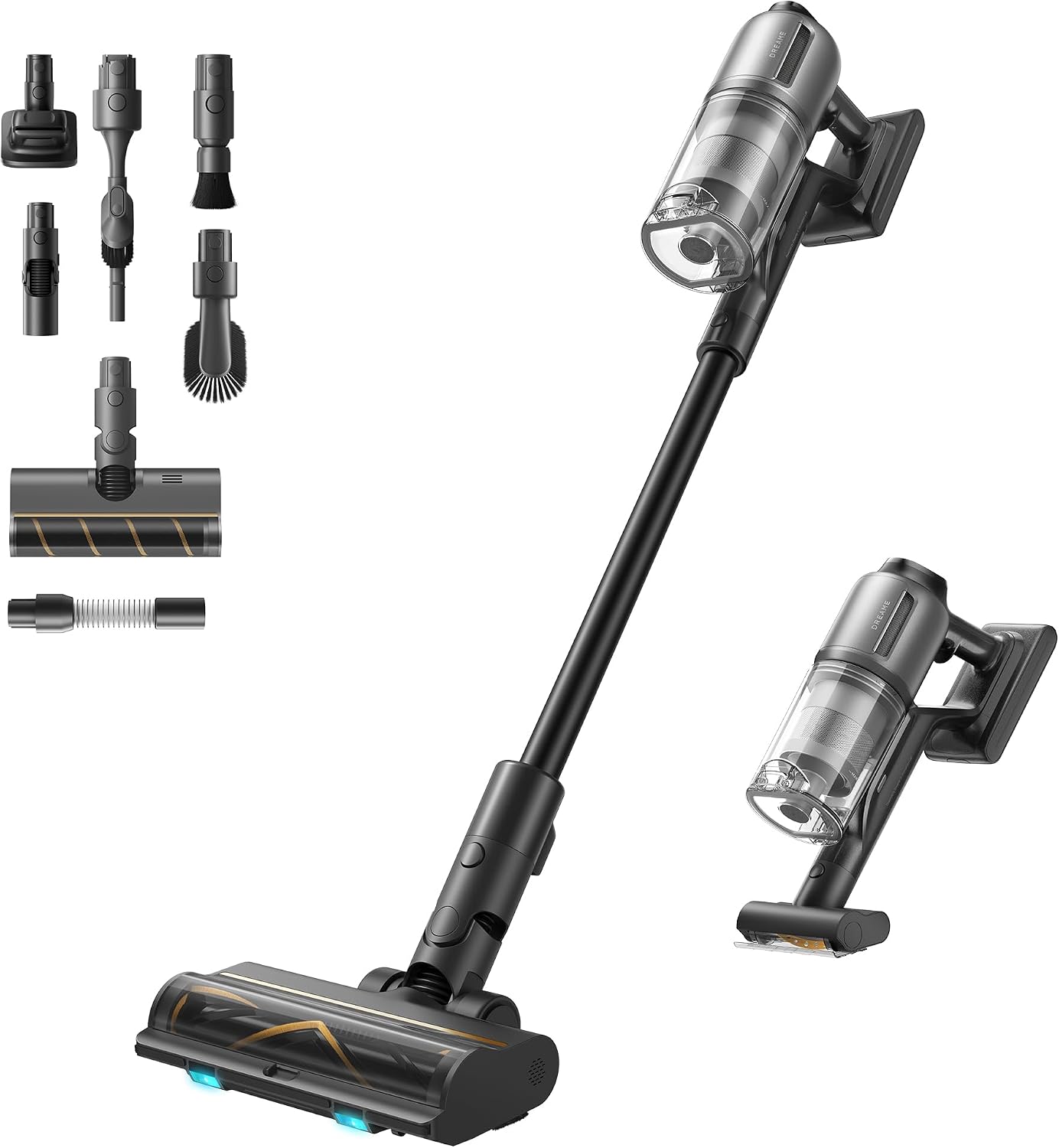 DREAME Z30 Aspiradora sin Cable, 28000 PA/310 AW Aspiradora con Motor de Alta Velocidad, Máximo 90 Min, Filtro Hepa H14, Revelación de Polvo, Detección de Suciedad, Ajuste Automático de Succión