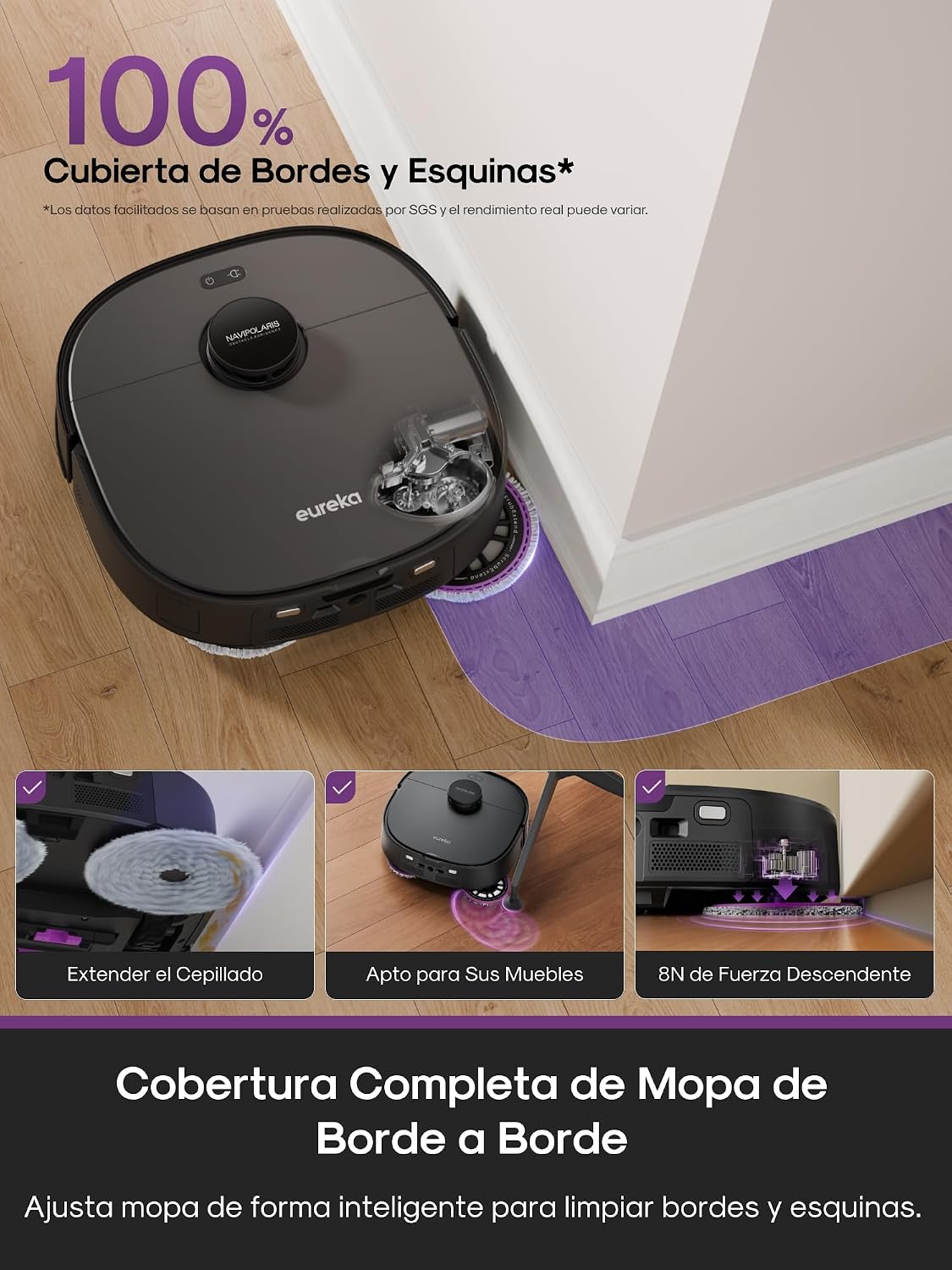 Eureka J15 EVO Ultra Gen2 Robot Aspirador y Fregasuelos 22KPa con Base Multifuncional, Autovaciado, Autolimpieza, Cepillo Antienredo, Secado Aire Caliente, Limpieza de Alfombras Versátil